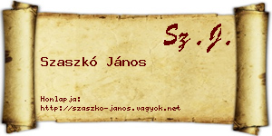 Szaszkó János névjegykártya