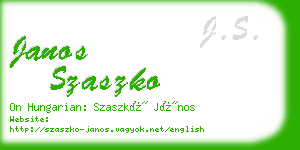 janos szaszko business card